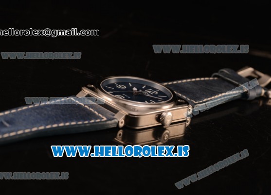 Bell Ross BR03-92 Miyota 9015 Auto 316L Steel Case With Blue Dial Calfskin Strap - Click Image to Close